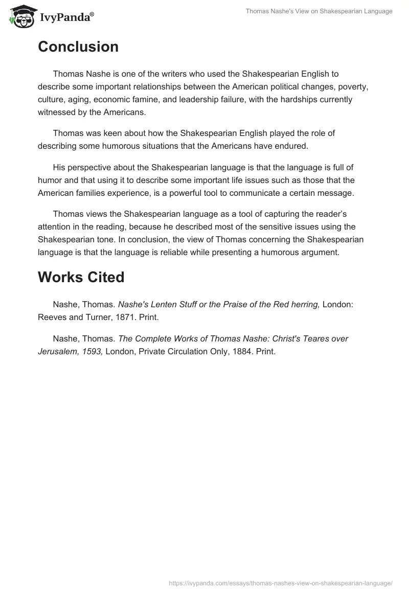 Thomas Nashe's View on Shakespearian Language. Page 5