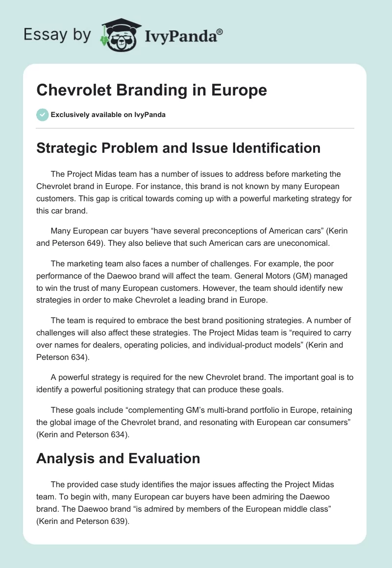 Chevrolet Branding in Europe. Page 1