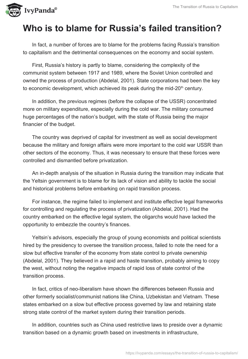 The Transition of Russia to Capitalism. Page 3