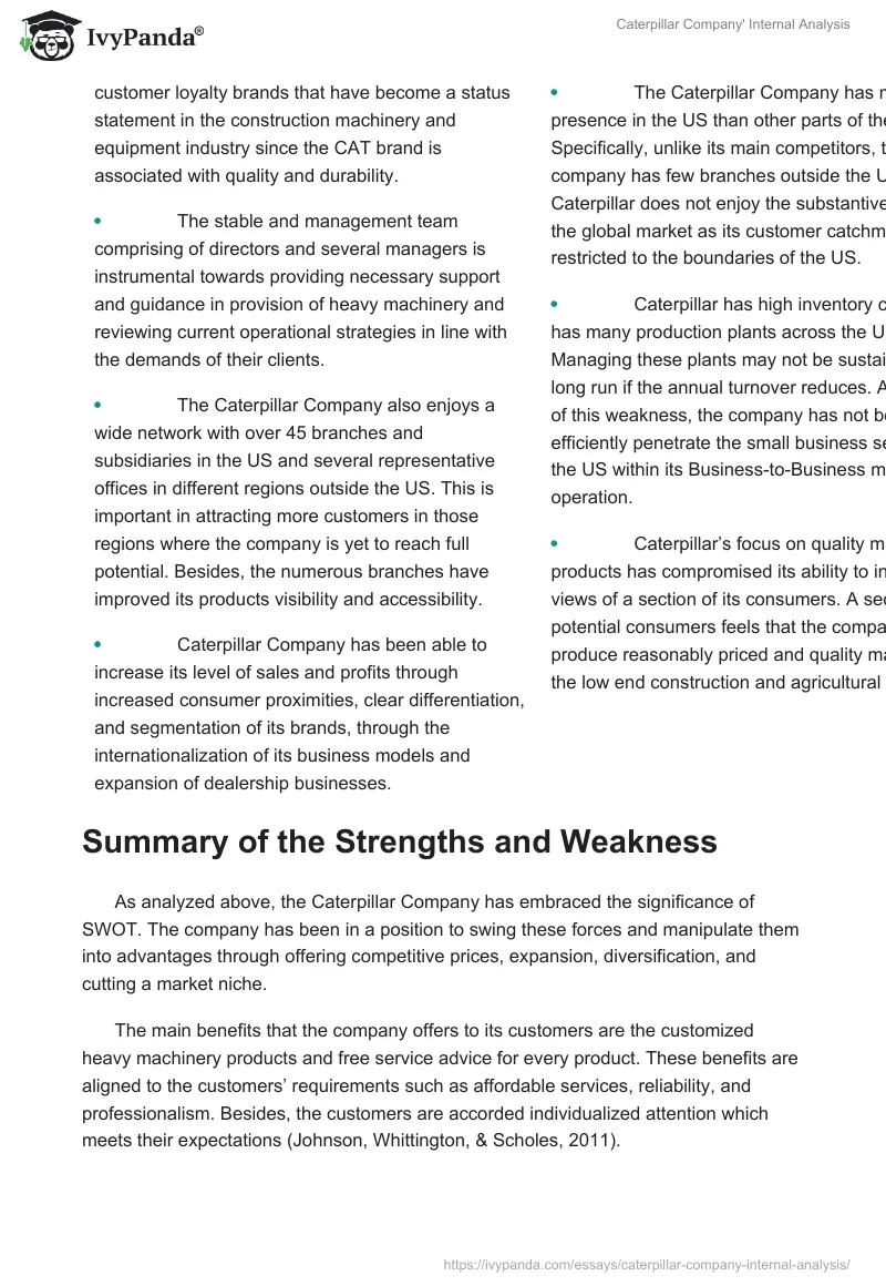 Caterpillar Company' Internal Analysis. Page 2