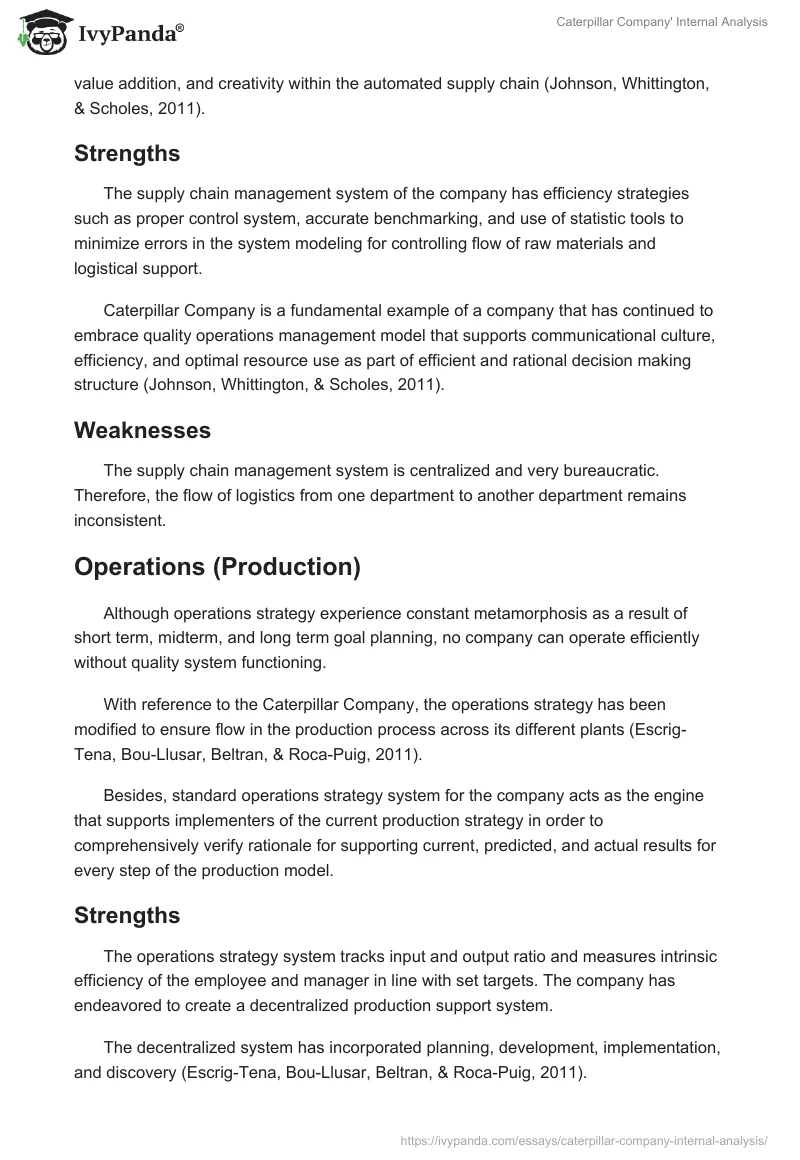 Caterpillar Company' Internal Analysis. Page 4