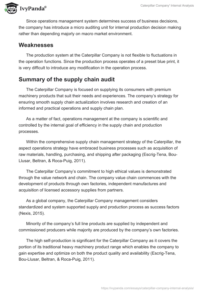 Caterpillar Company' Internal Analysis. Page 5