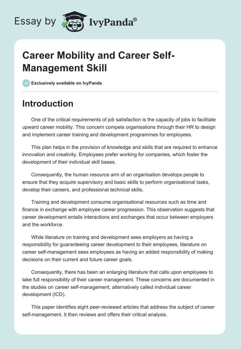 Career Mobility and Career Self-Management Skill . Page 1
