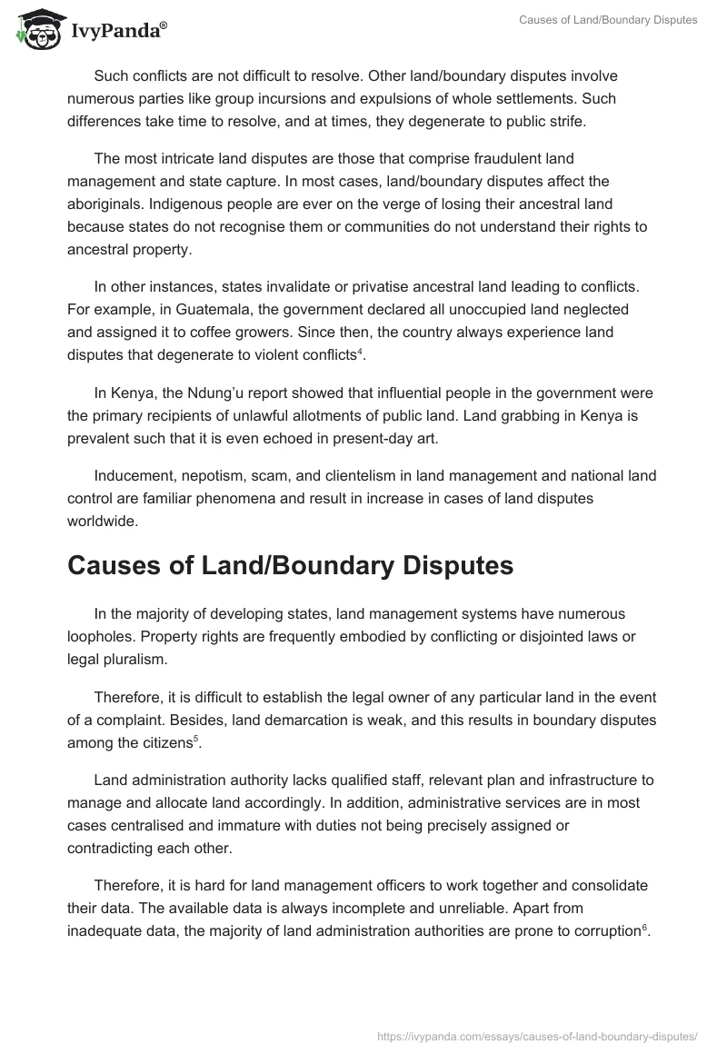 Causes of Land/Boundary Disputes. Page 2