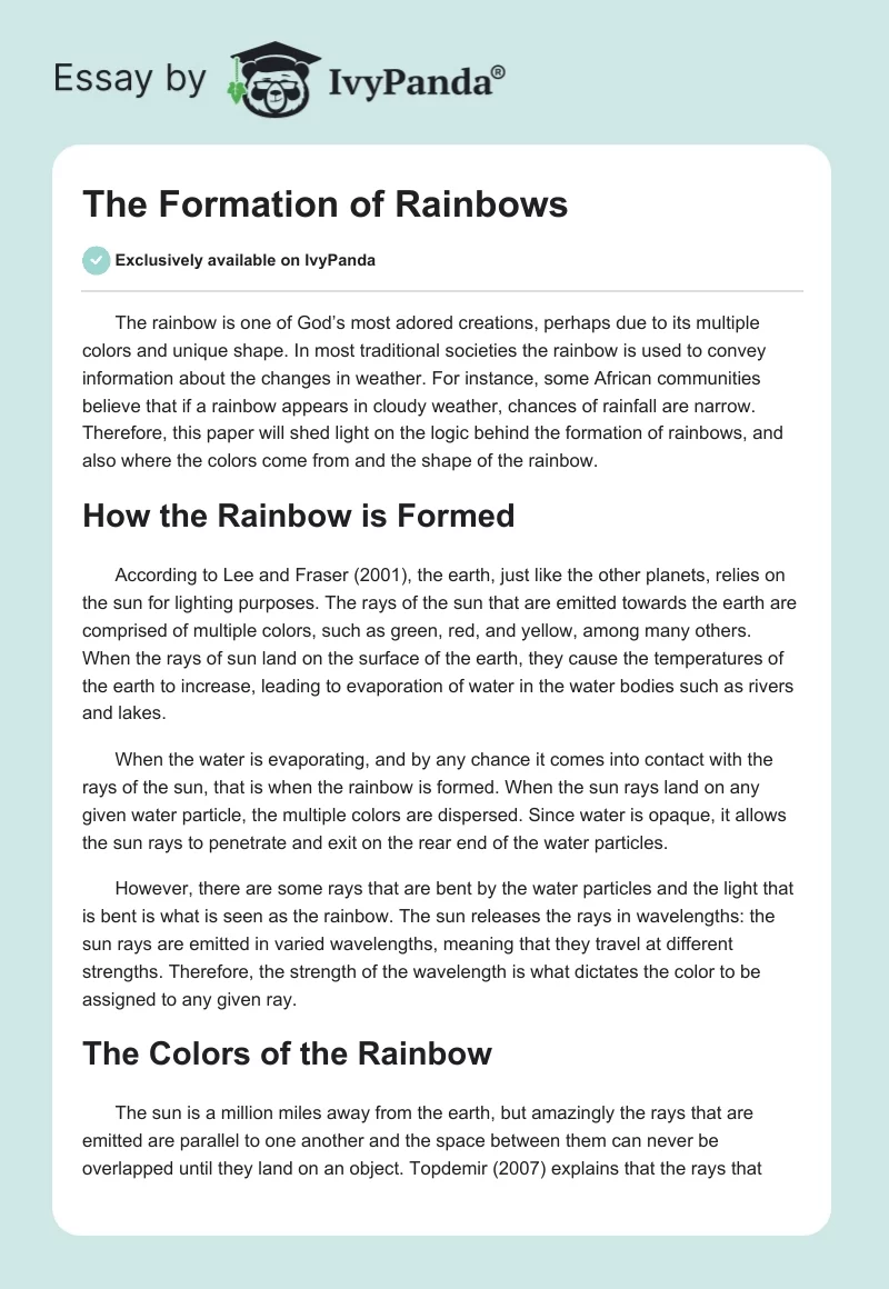 The Formation of Rainbows. Page 1