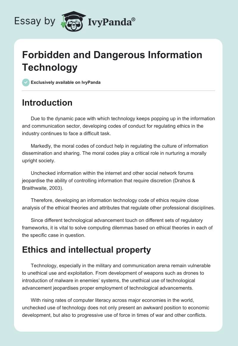 Forbidden and Dangerous Information Technology. Page 1