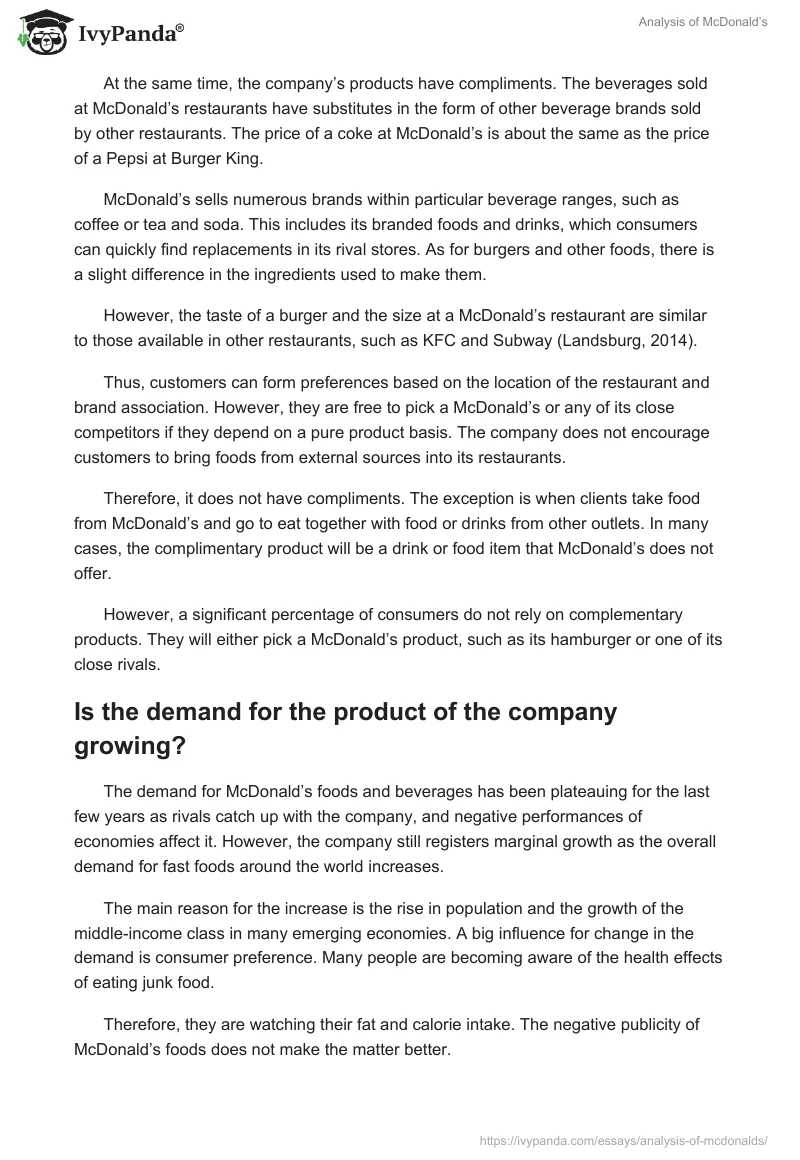 Analysis of McDonald’s. Page 4