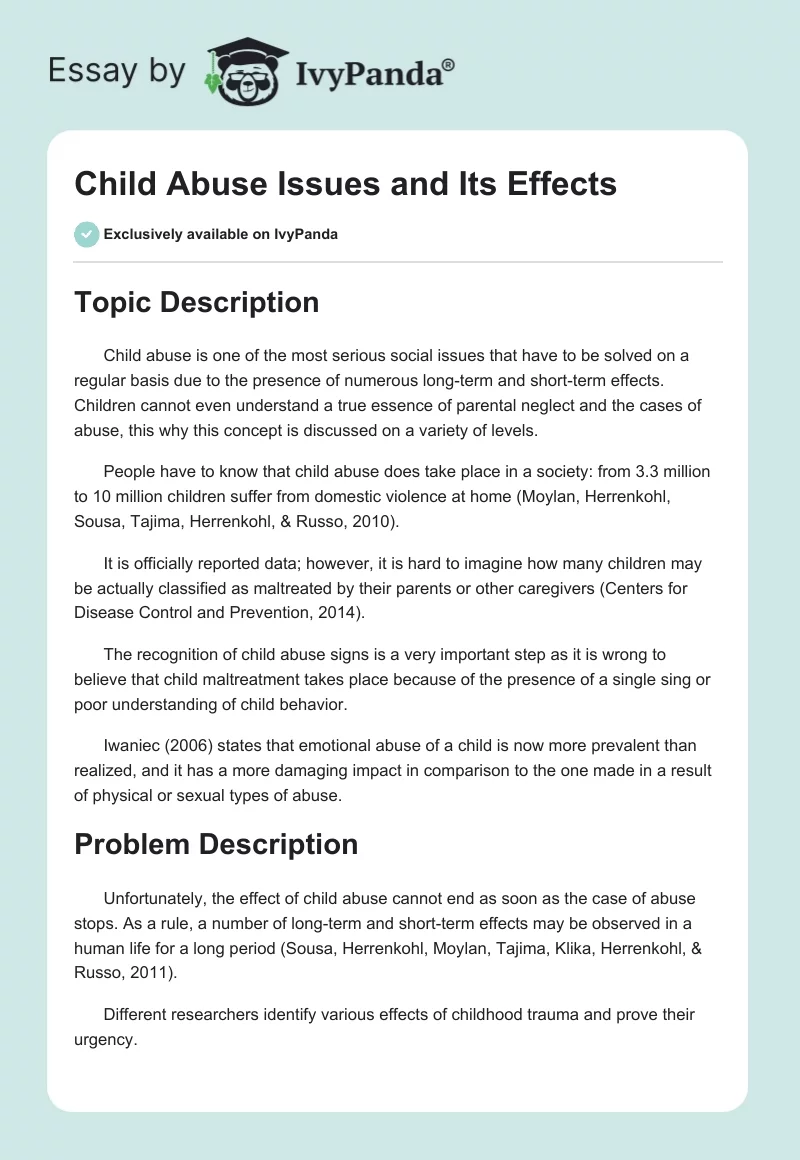 Child Abuse Issues and Its Effects. Page 1