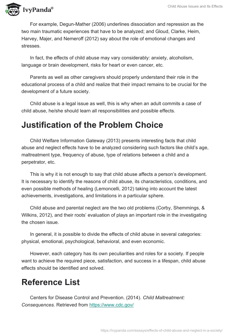 Child Abuse Issues and Its Effects. Page 2