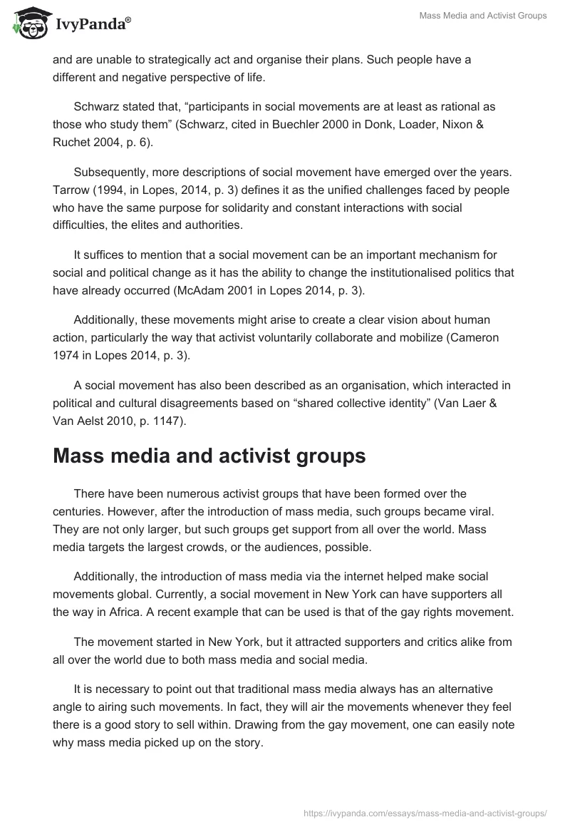 Mass Media and Activist Groups. Page 2