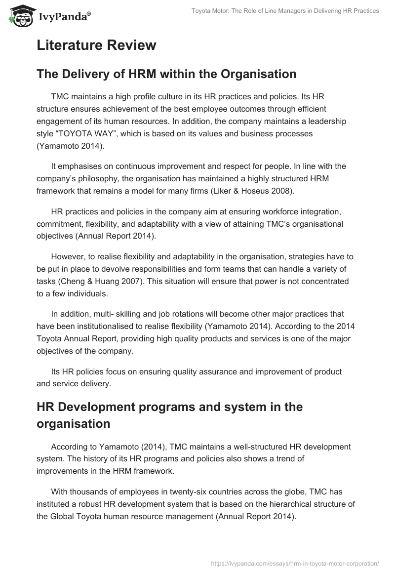 Toyota Motor: The Role of Line Managers in Delivering HR Practices. Page 3