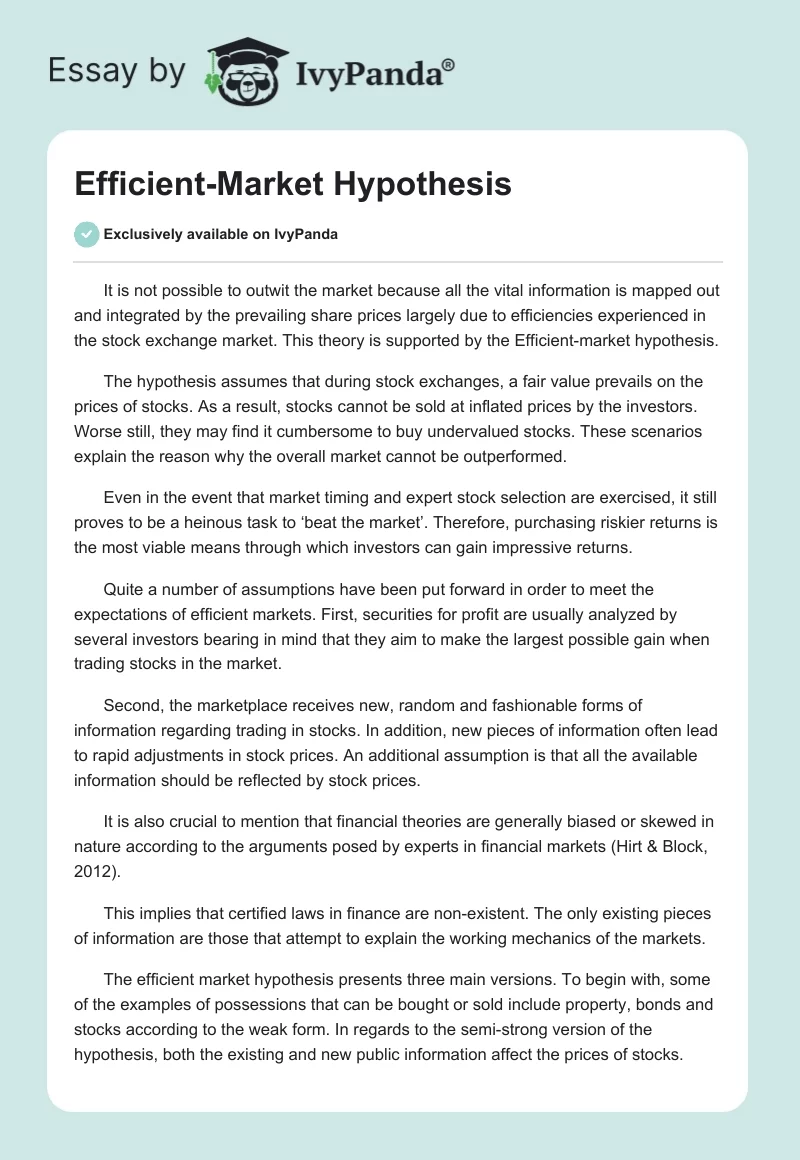 Efficient-Market Hypothesis. Page 1