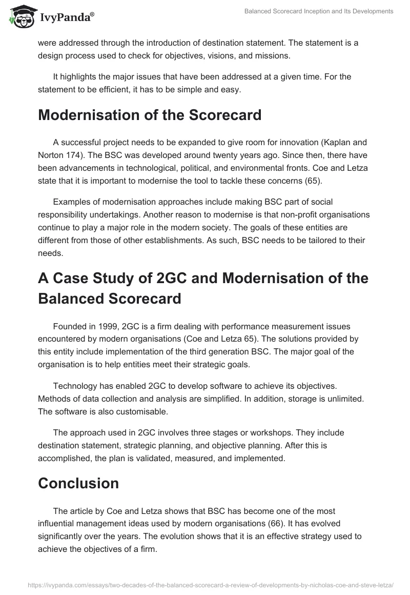 Balanced Scorecard Inception and Its Developments. Page 3