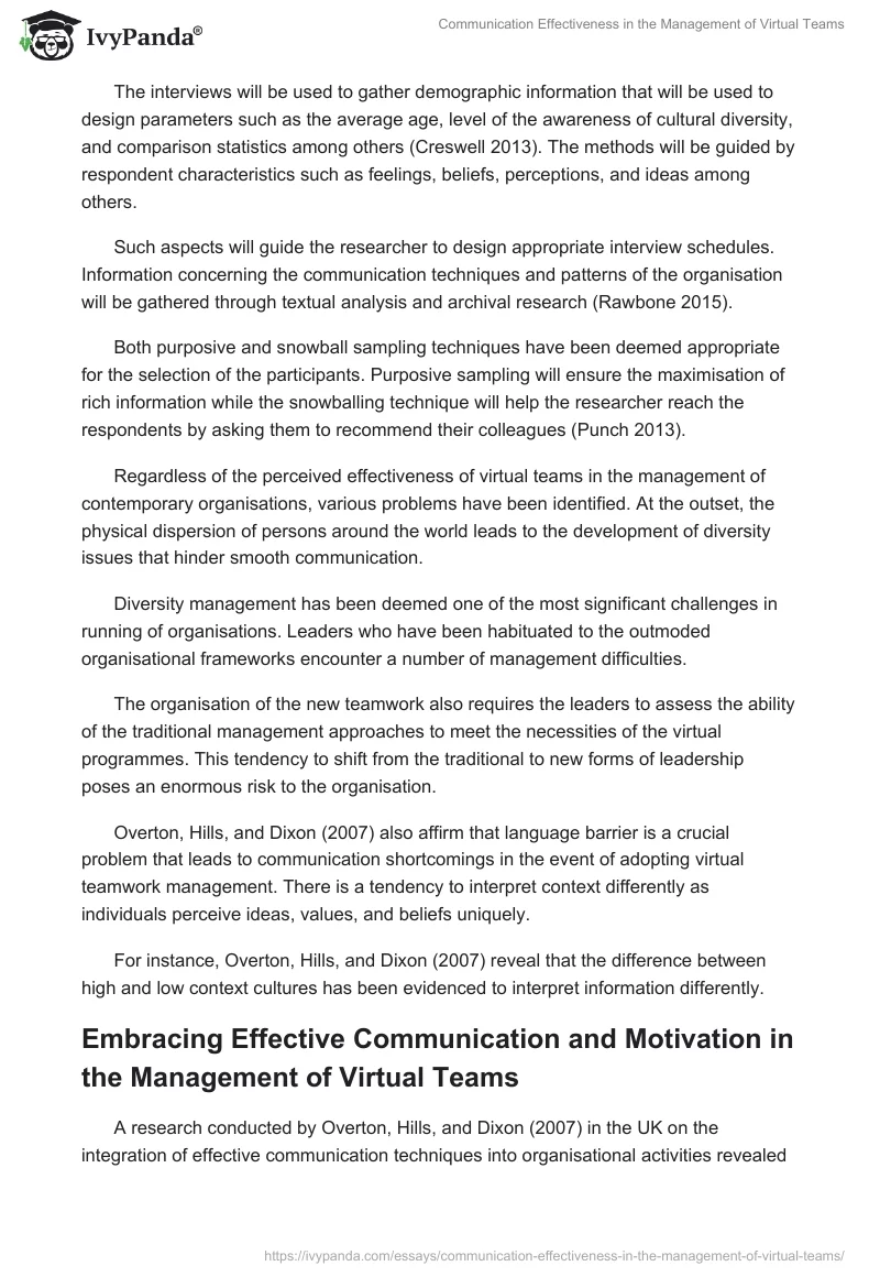 Communication Effectiveness in the Management of Virtual Teams. Page 3