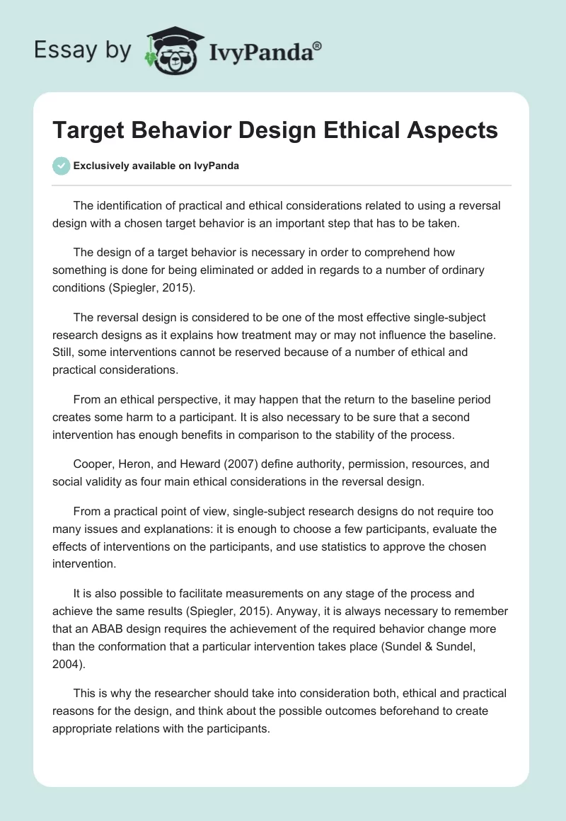 Target Behavior Design Ethical Aspects. Page 1