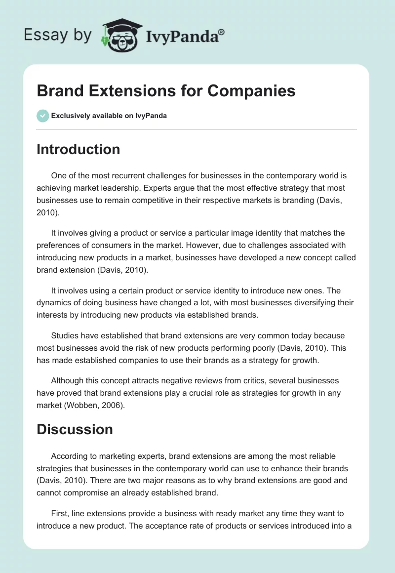 Brand Extensions for Companies. Page 1