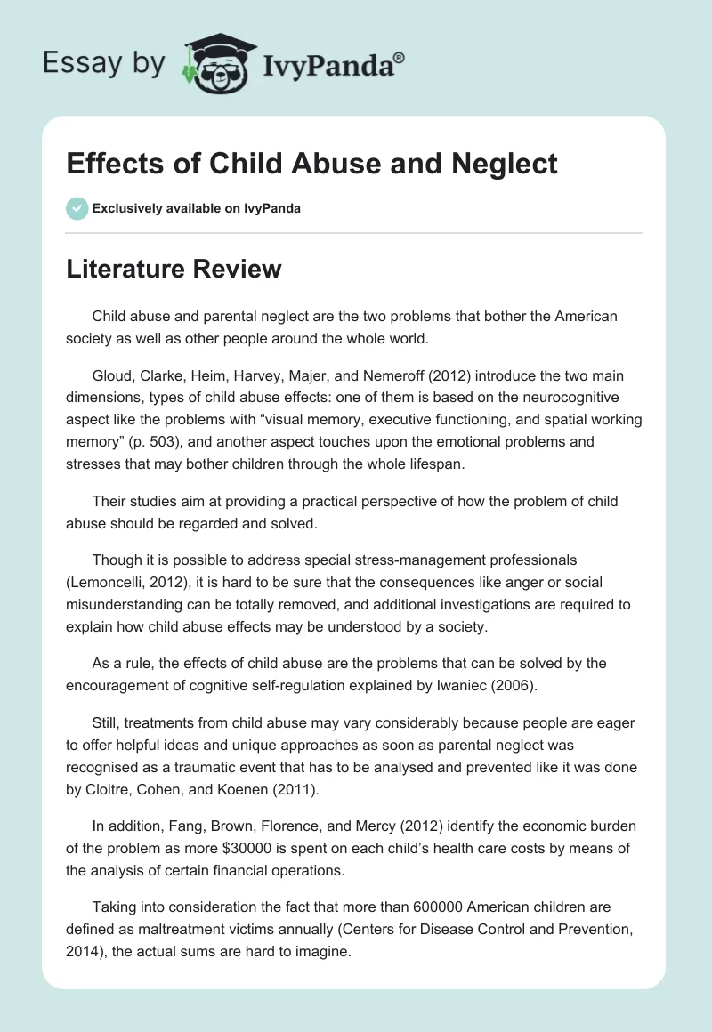 Effects of Child Abuse and Neglect. Page 1