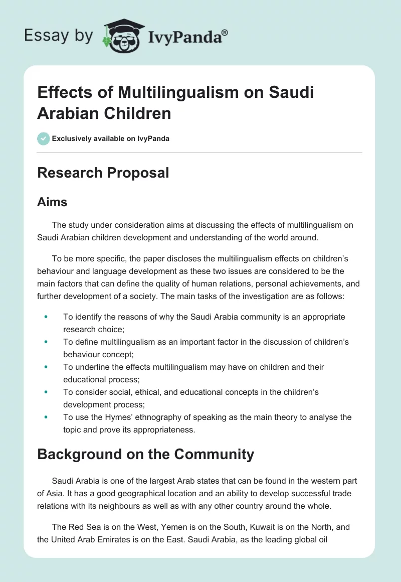 Effects of Multilingualism on Saudi Arabian Children. Page 1