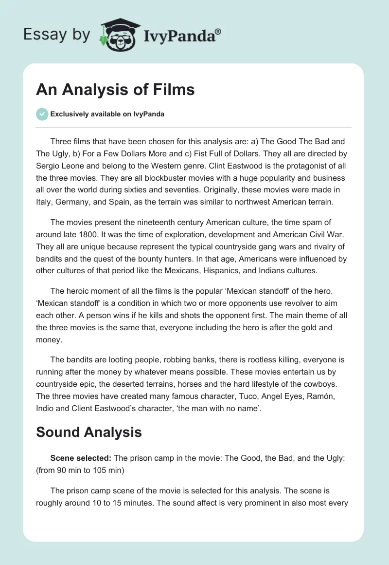 An Analysis of Films. Page 1