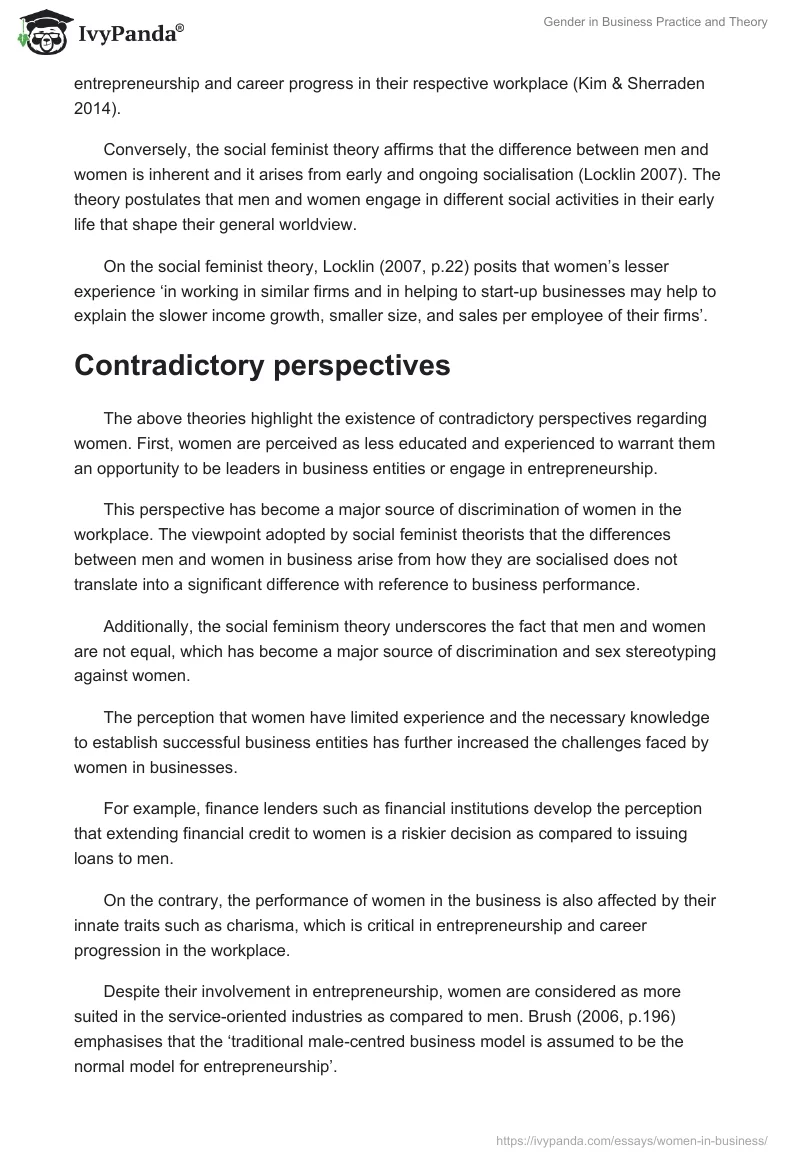 Gender in Business Practice and Theory. Page 2