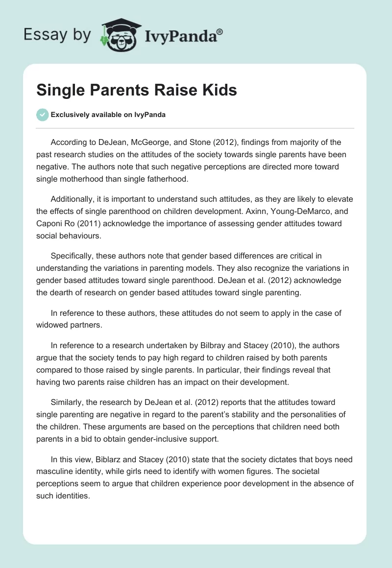 Single Parents Raise Kids. Page 1