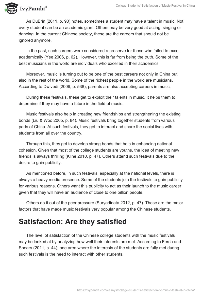 College Students’ Satisfaction of Music Festival in China. Page 2