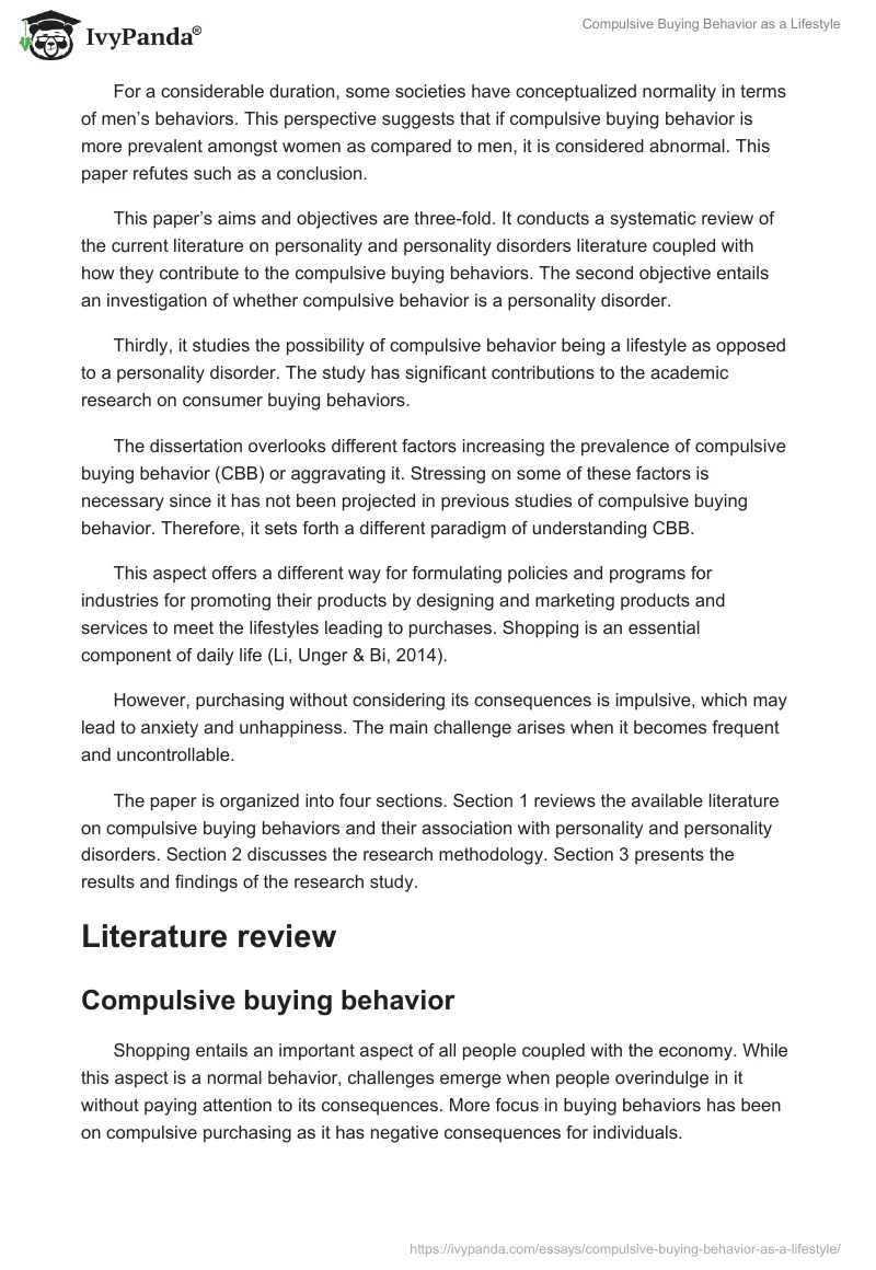 Compulsive Buying Behavior as a Lifestyle. Page 2