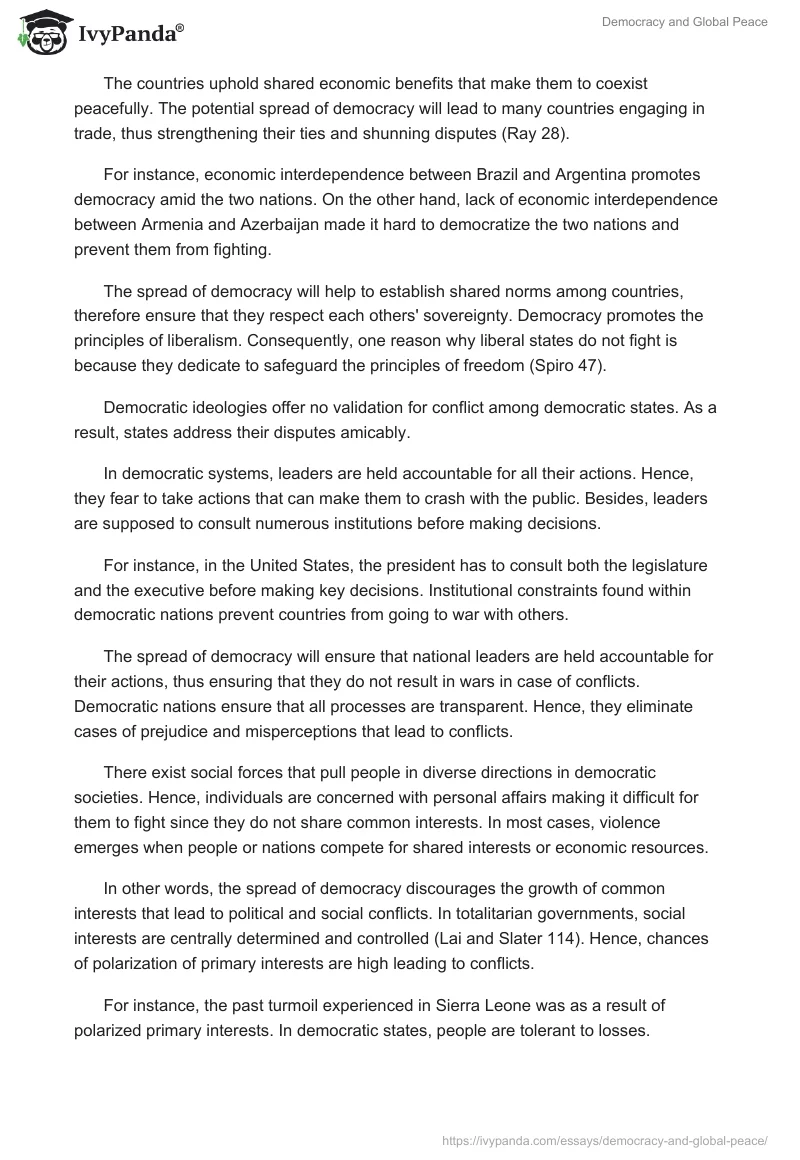 Democracy and Global Peace. Page 2