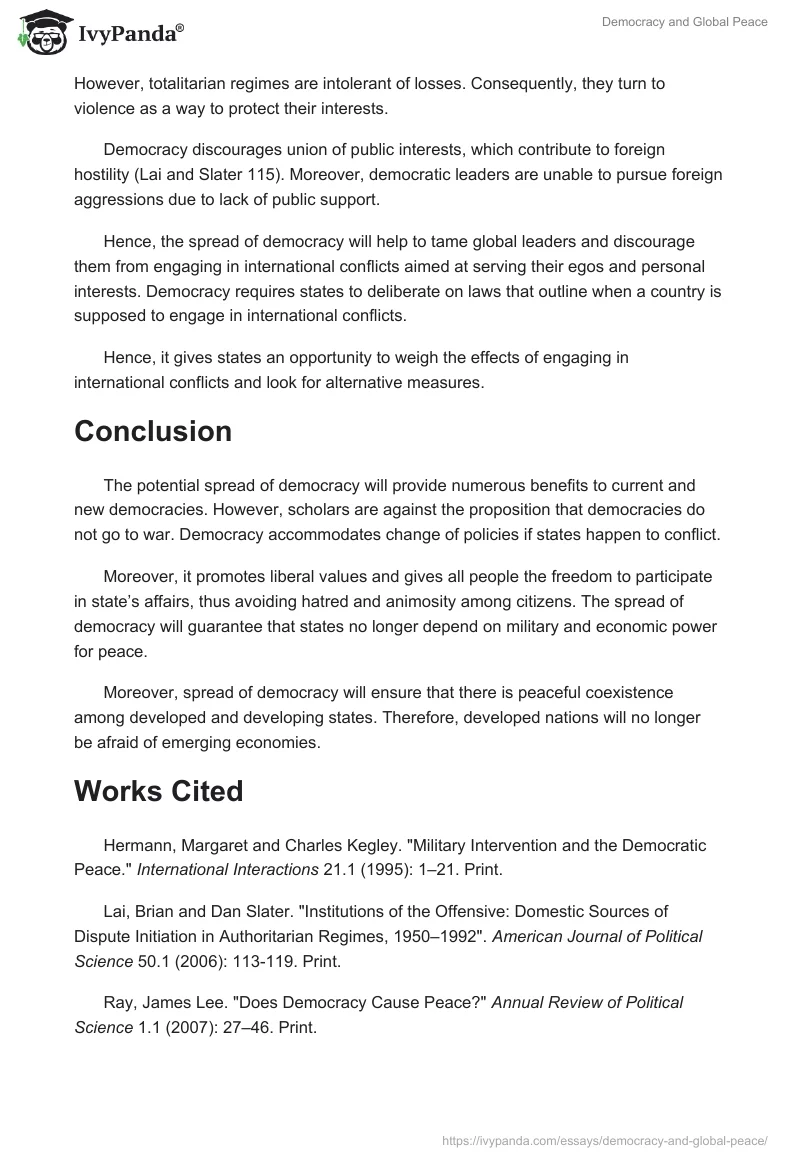 Democracy and Global Peace. Page 3