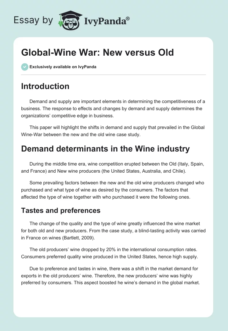Global-Wine War: New Versus Old. Page 1