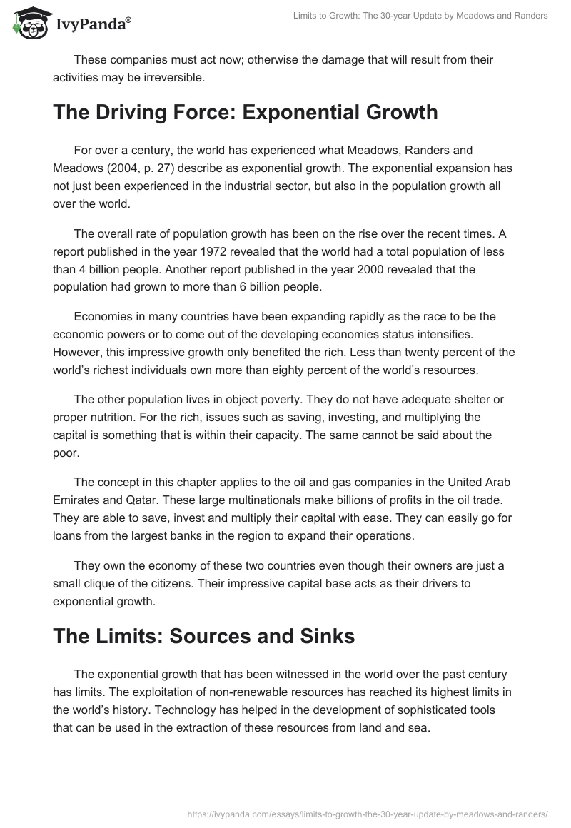 "Limits to Growth: The 30-year Update" by Meadows and Randers. Page 2