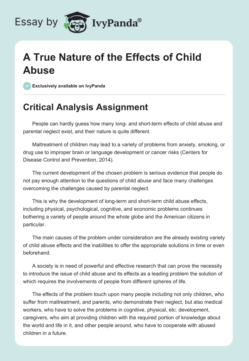A True Nature of the Effects of Child Abuse. Page 1