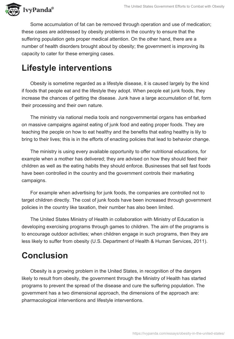 The United States Government Efforts to Combat With Obesity. Page 2
