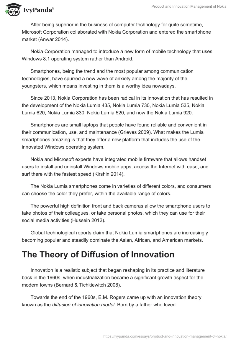Product and Innovation Management of Nokia. Page 2