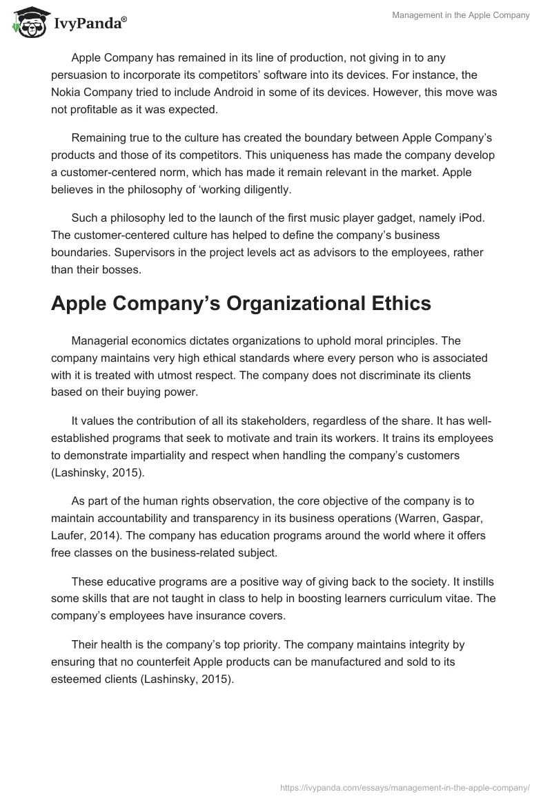 Management in the Apple Company. Page 5