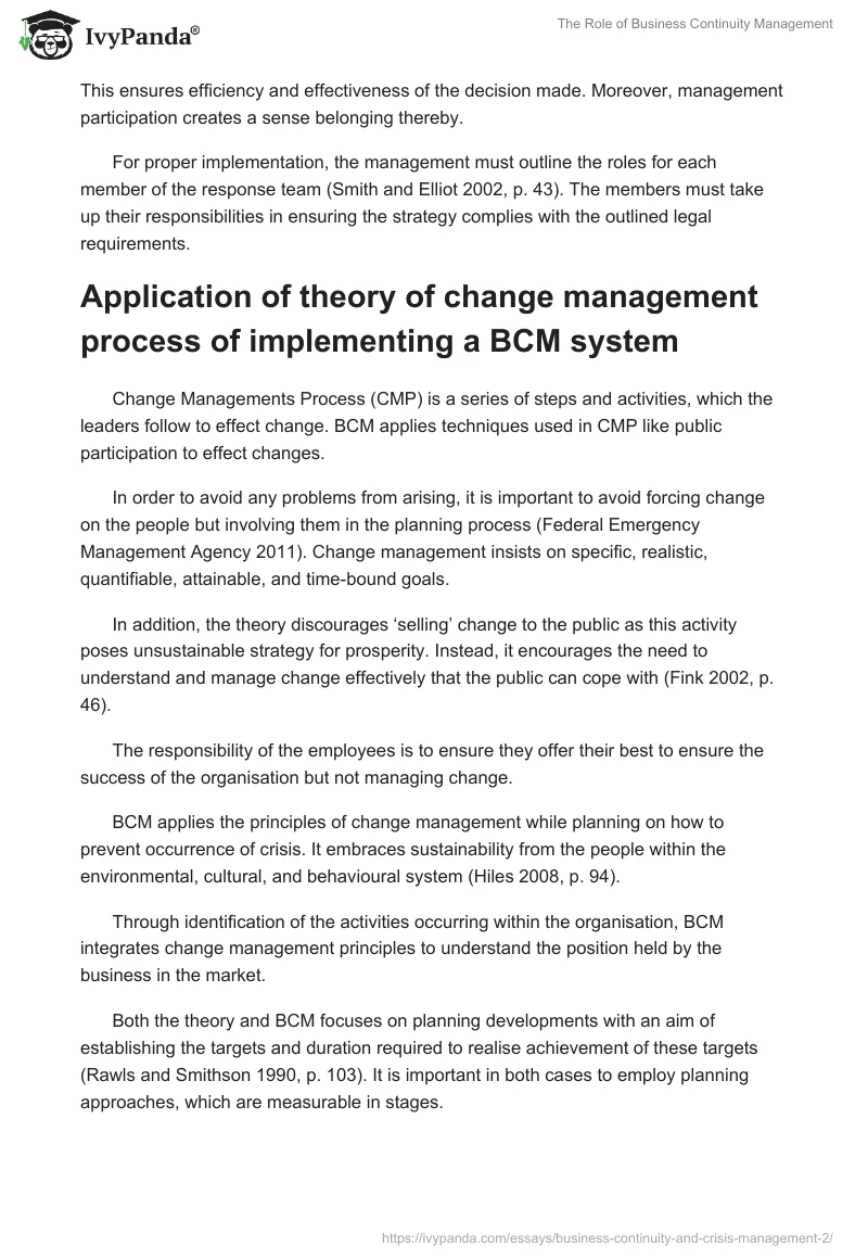 The Role of Business Continuity Management. Page 5
