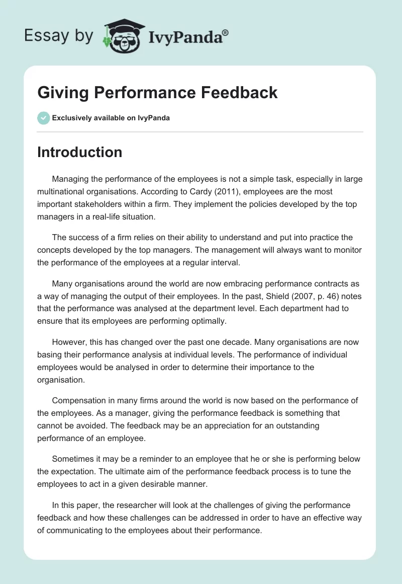 Giving Performance Feedback. Page 1