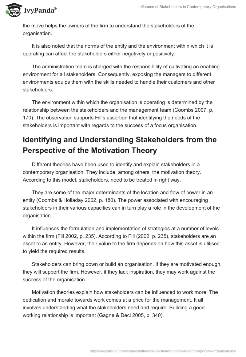 Influence of Stakeholders in Contemporary Organisations. Page 3