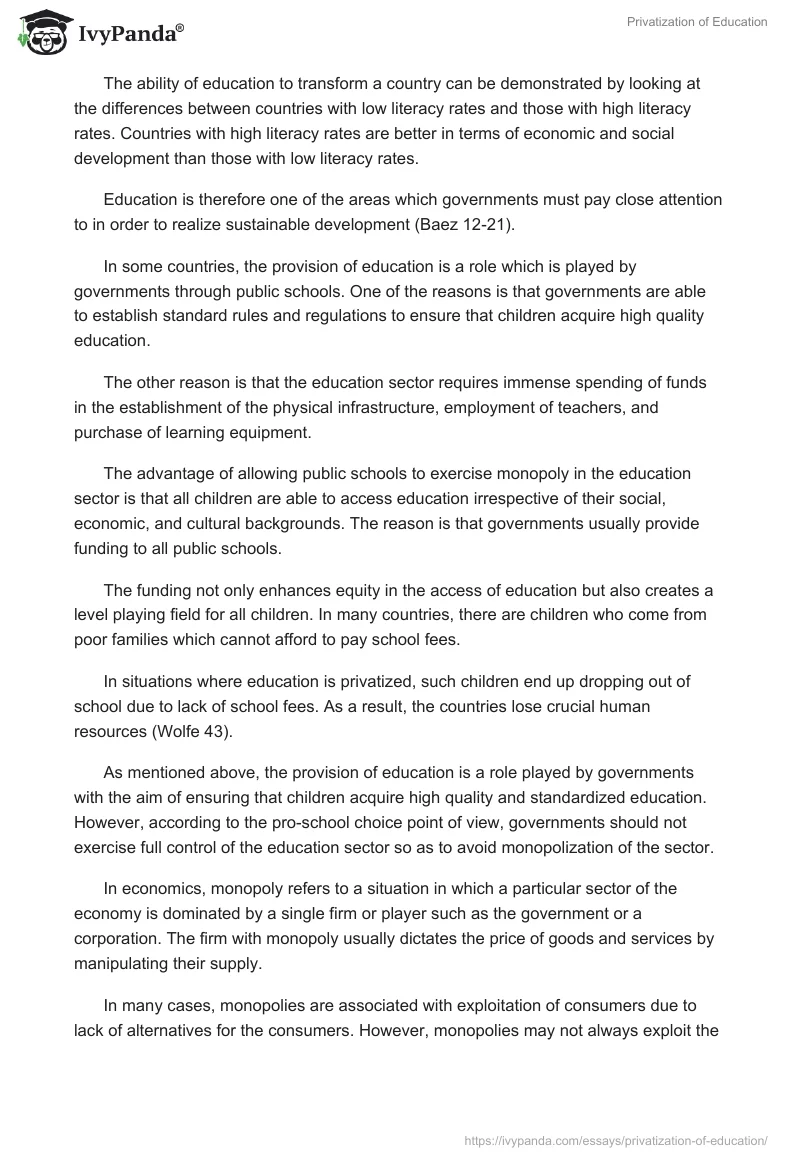 Privatization of Education. Page 2