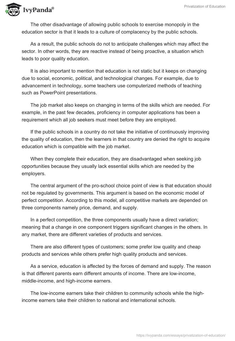 Privatization of Education. Page 4