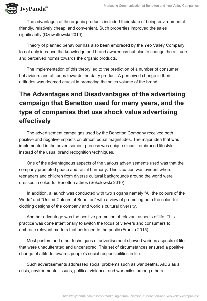 Marketing Communication at Benetton and Yeo Valley Companies. Page 5