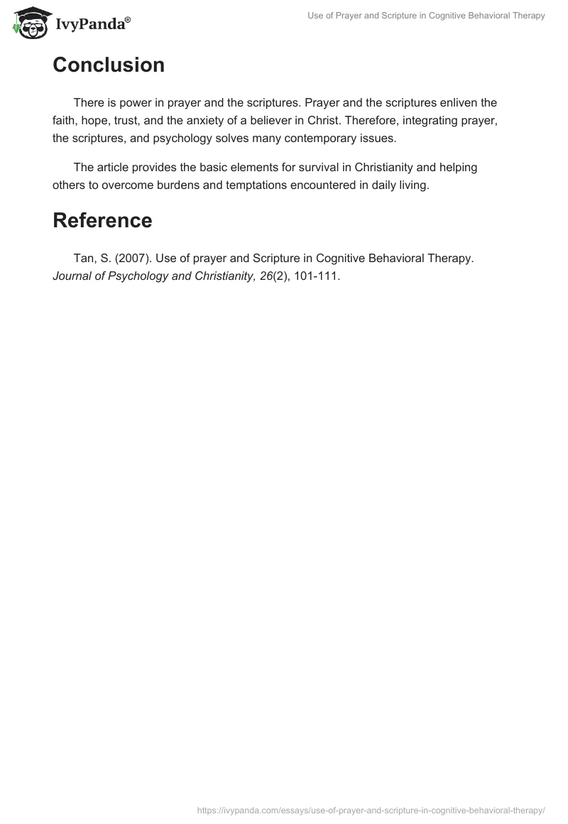 Use of Prayer and Scripture in Cognitive Behavioral Therapy. Page 4