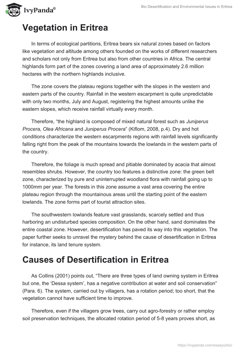 Bio Desertification and Environmental Issues in Eritrea. Page 2