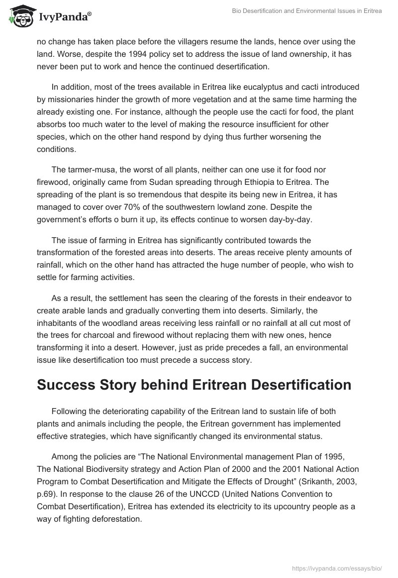 Bio Desertification and Environmental Issues in Eritrea. Page 3