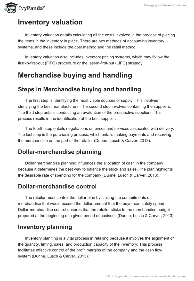 Managing a Retailer’s Finances. Page 2