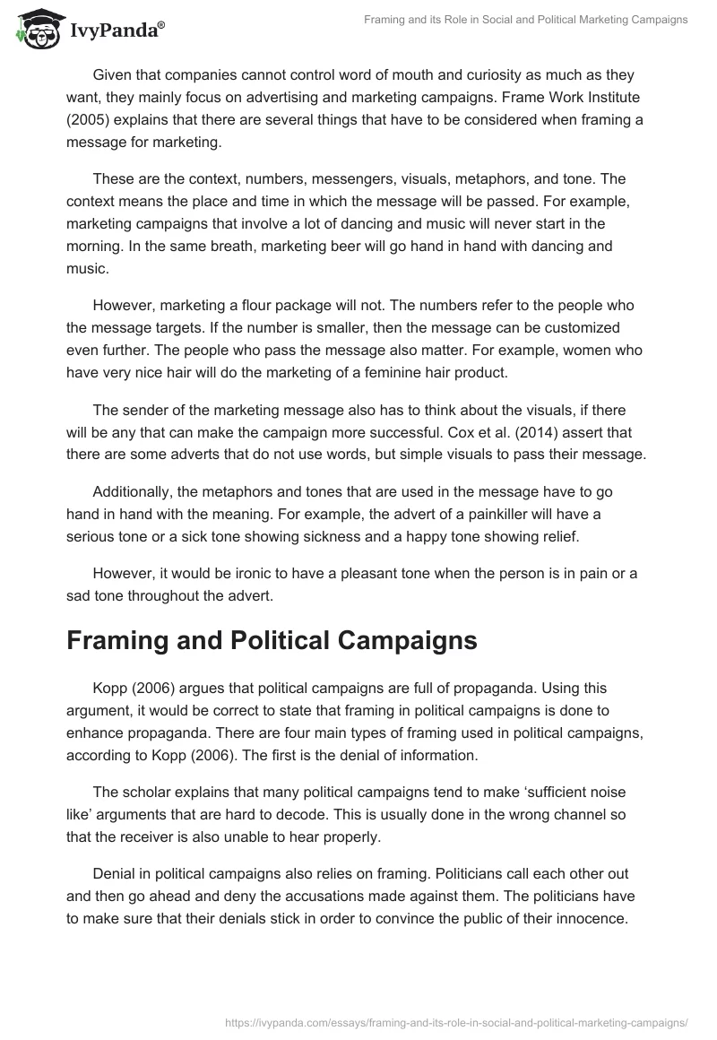 Framing and its Role in Social and Political Marketing Campaigns. Page 4