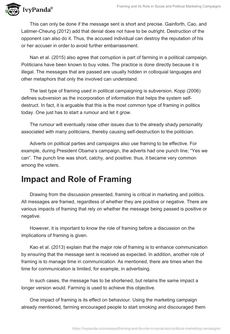 Framing and its Role in Social and Political Marketing Campaigns. Page 5