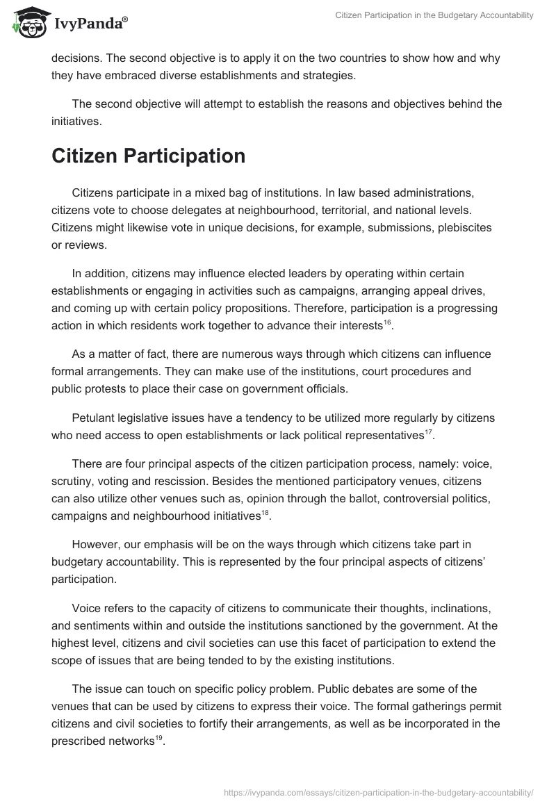 Citizen Participation in the Budgetary Accountability. Page 4