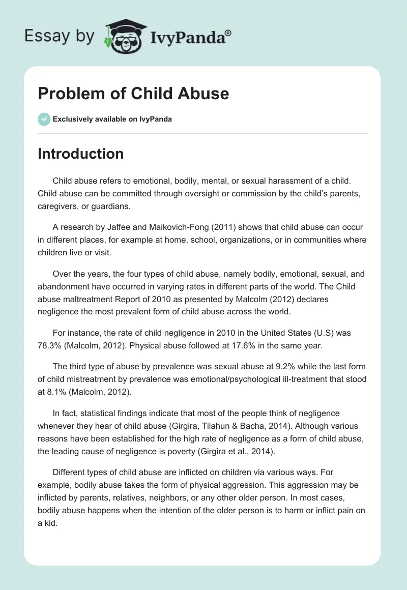 Problem of Child Abuse. Page 1