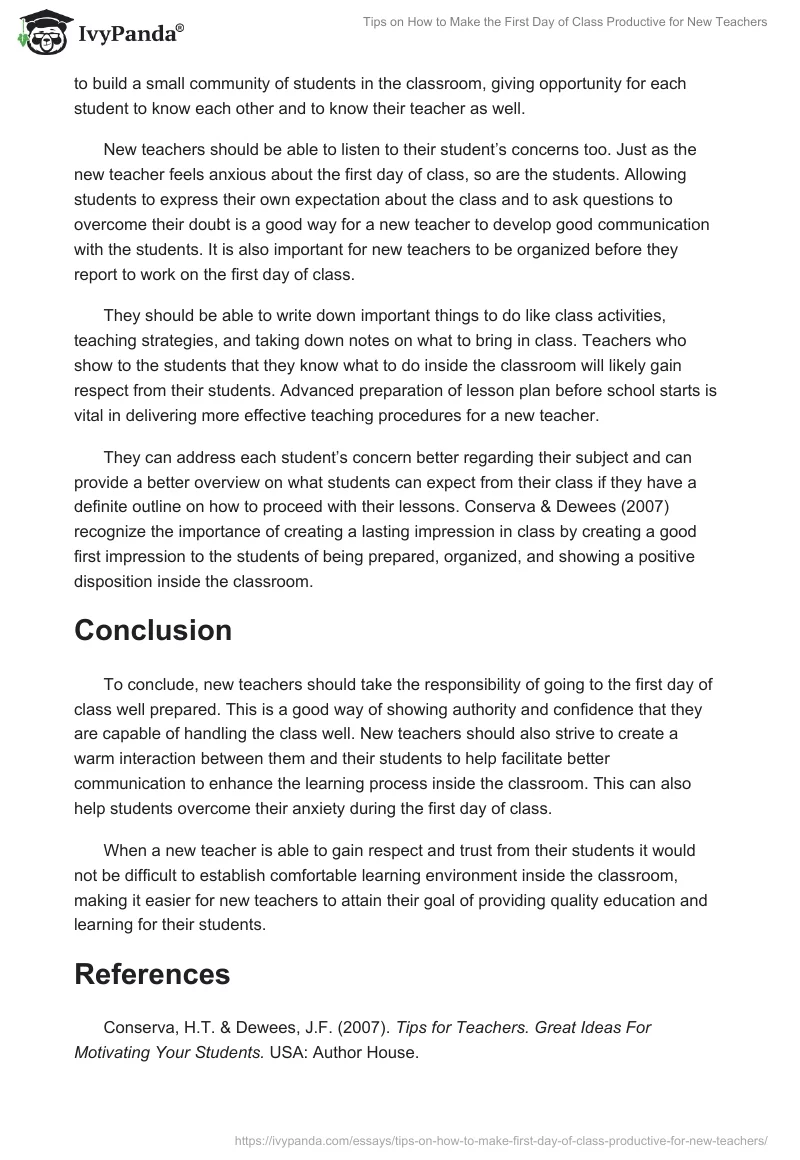 Tips on How to Make the First Day of Class Productive for New Teachers. Page 2